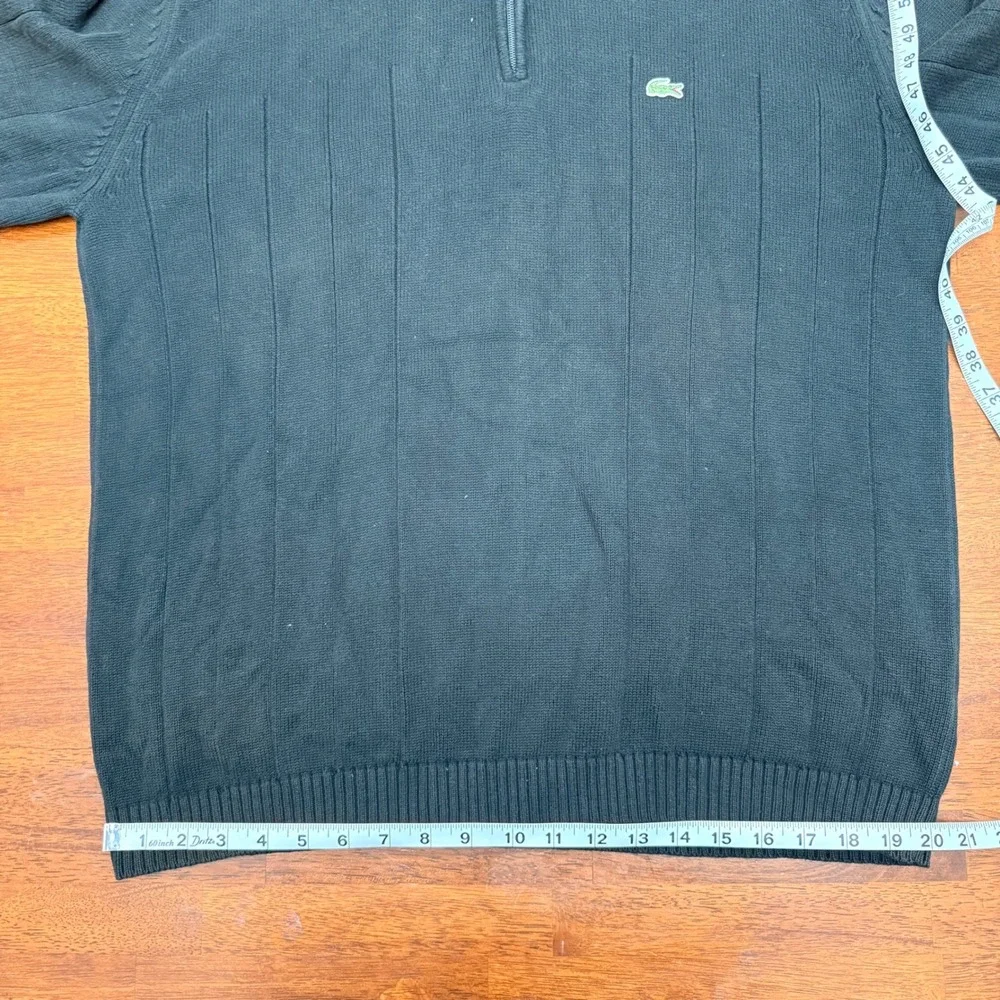 Lacoste Black Quarter Zip Sweater Ribbed Elbow Patches Mens Size‎ 7 US Size XL